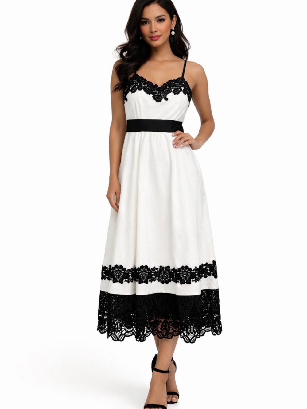 STAND Embroidered Lace Midi Formal MOB Dress Cocktail Party Wedding Guest SZ S